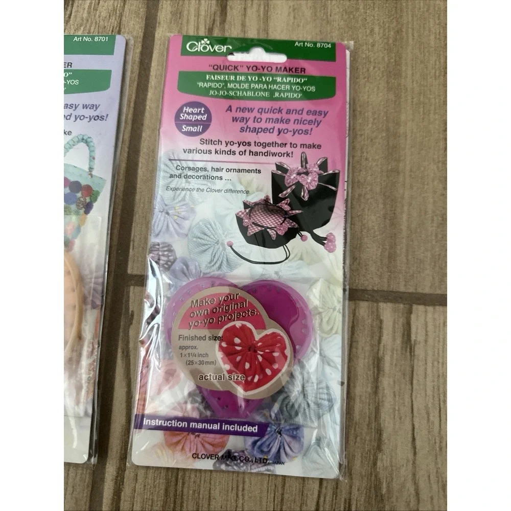 Lot Of 2 Clover Quick Yo Yo Maker Large & Heart Shape